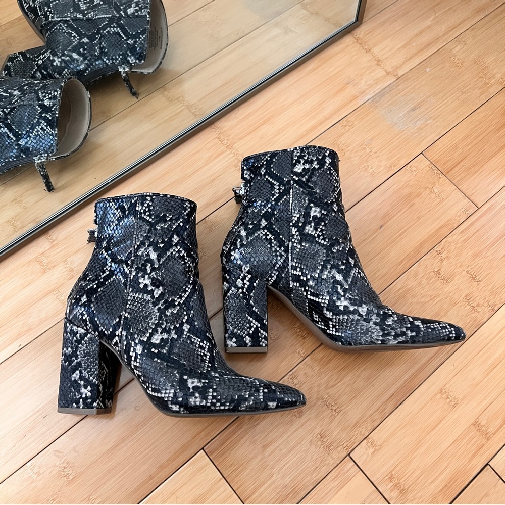 Steve Madden | Snake Print Ankle Boots, Black